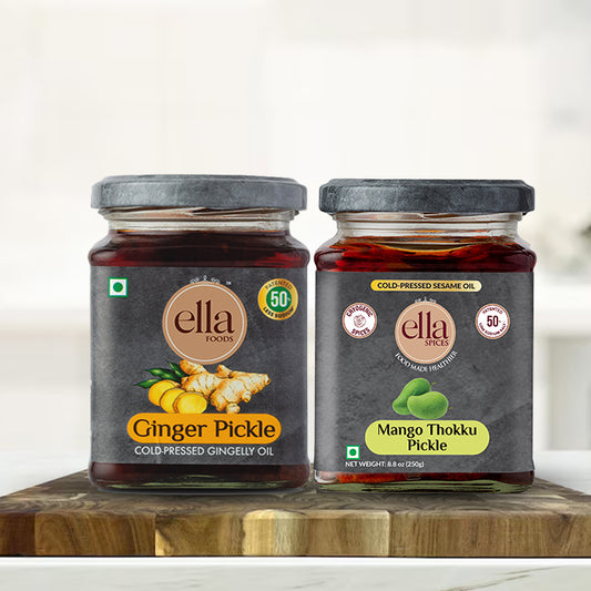 Ella Foods Ginger and Mango Pickle | 250 grams each | Pack of 2