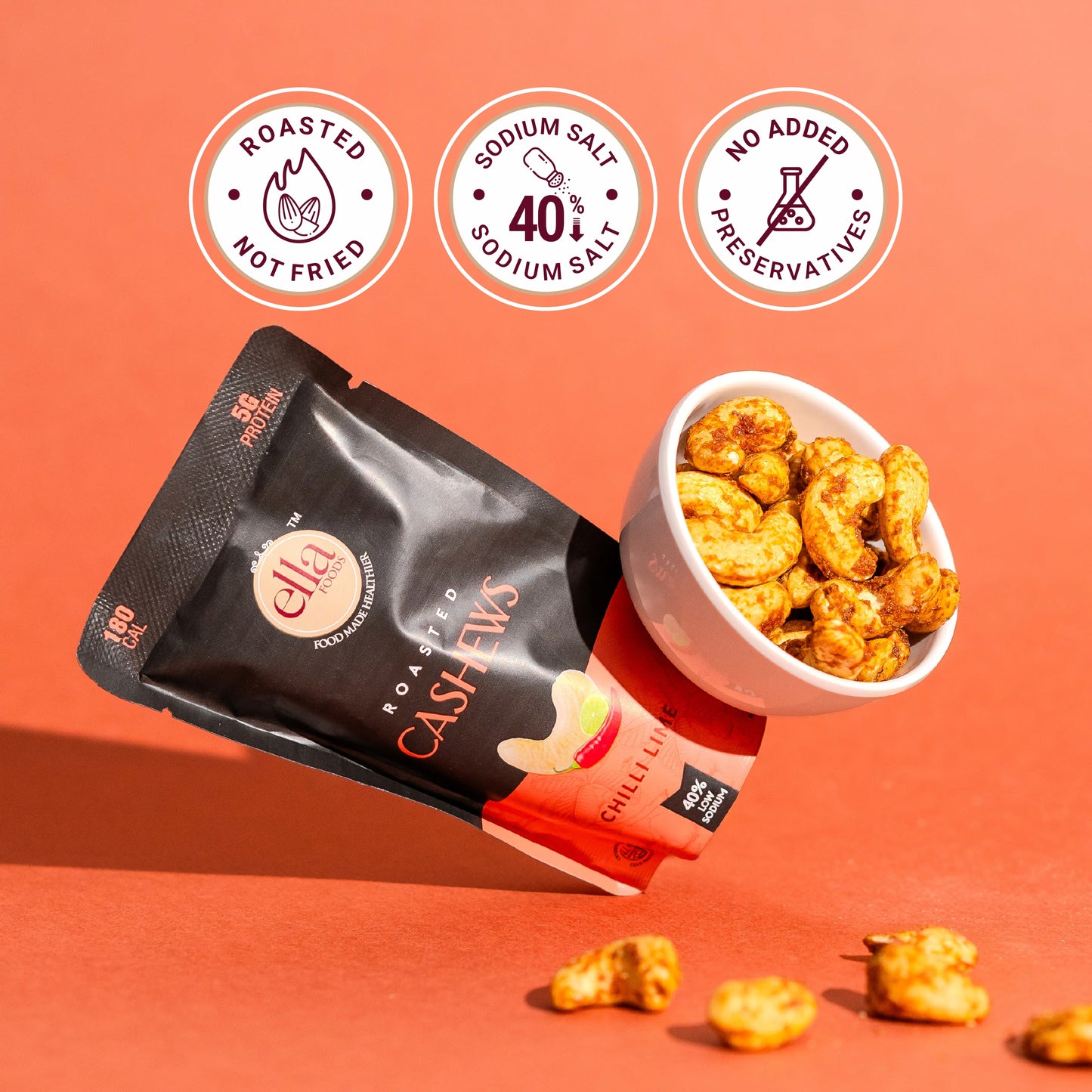 Ella Foods Millet Delight Combo | Millet Khara Pongal, Tangy Millet Poha, Chilli Lime Cashews (27g) & Peri Peri Almonds (27g) | Healthy Ready-to-Eat Meal & Snack Pack