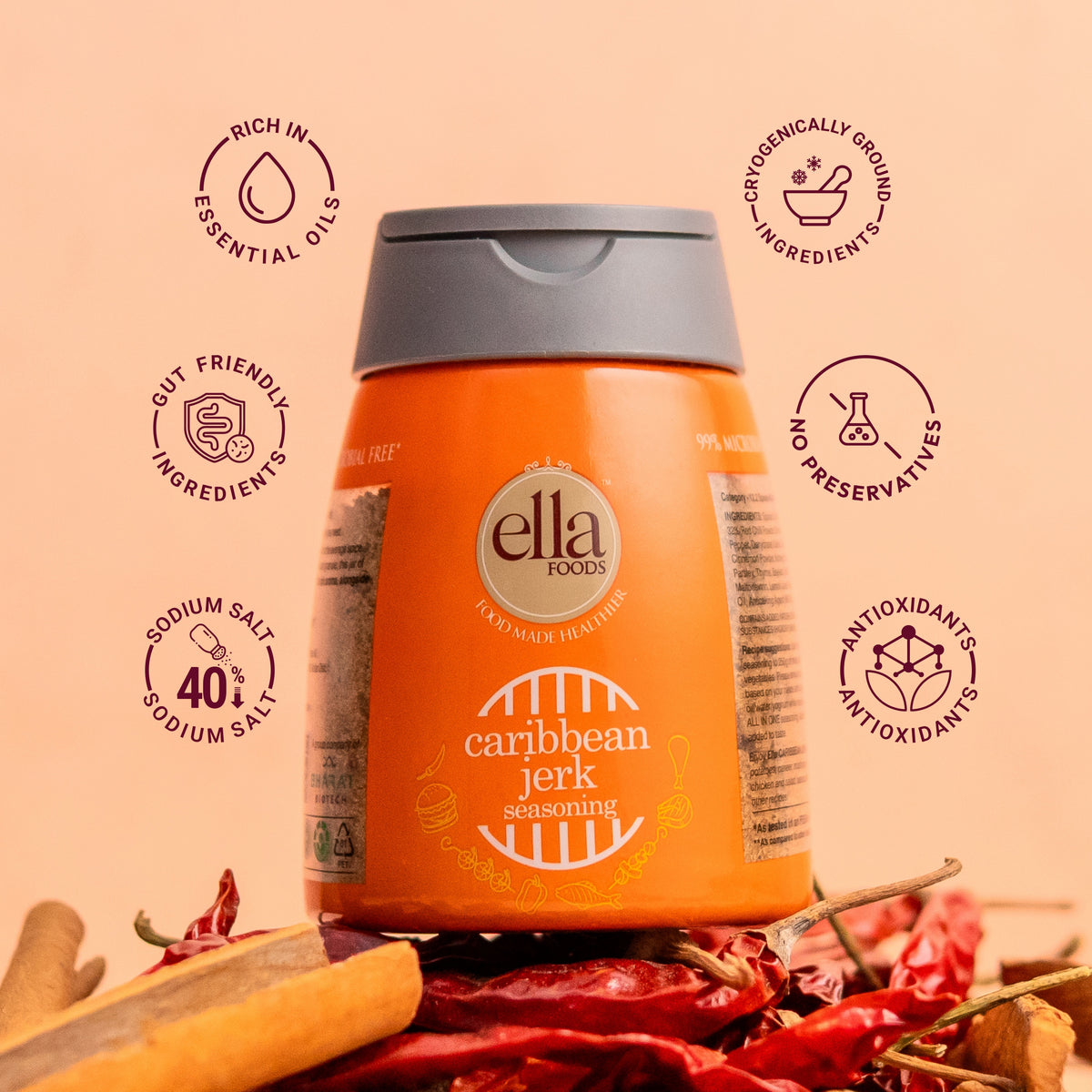 Ella Foods Movie Night Combo | Cajun BBQ & Caribbean Jerk Seasonings + Salted Cashews 100g | Gourmet Snack & Seasoning Combo | No MSG