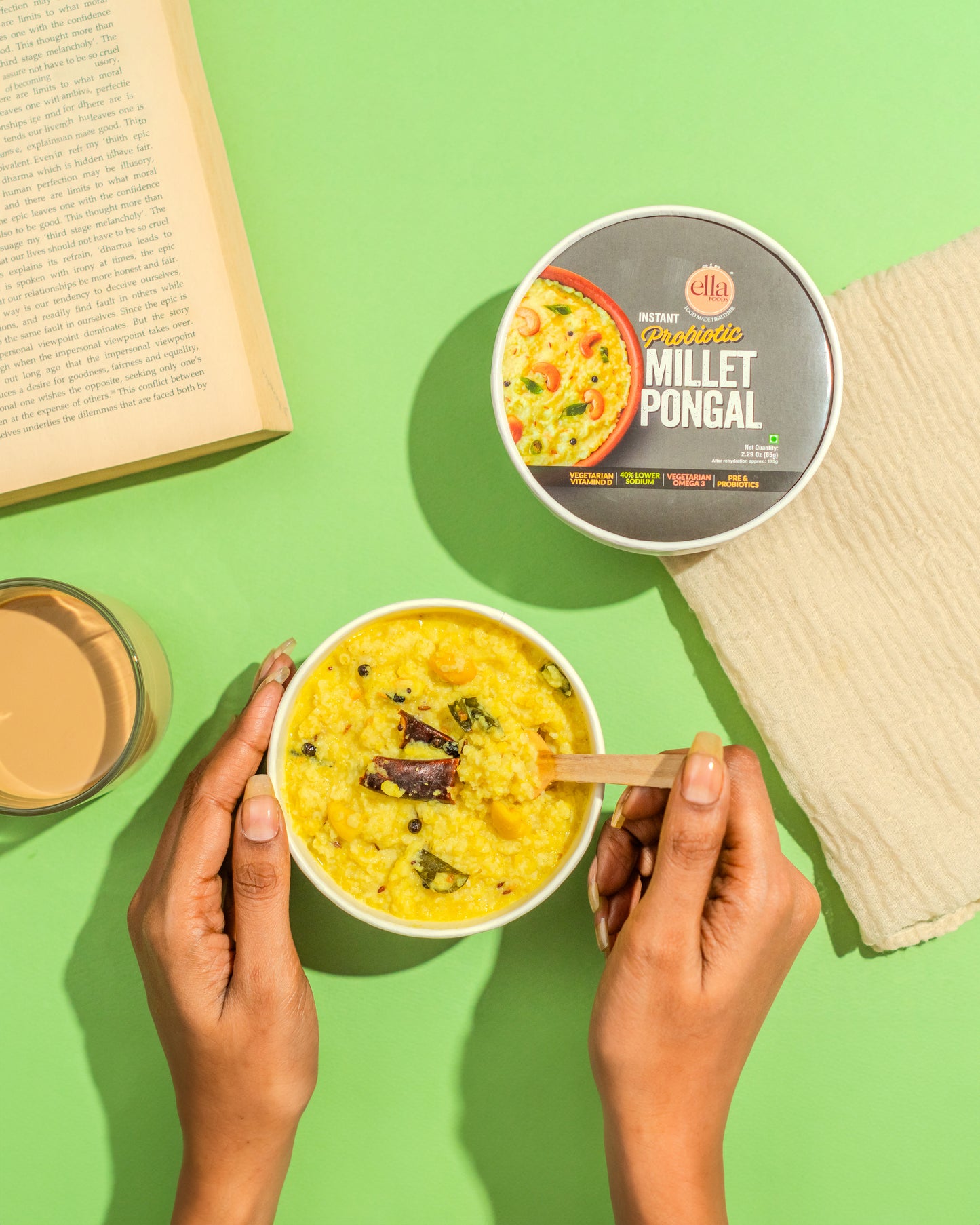 Ready to Eat Khara Pongal | Sweet Pongal | Instant Upma |Combo Pack of 3 | 65g each | with added Probiotics