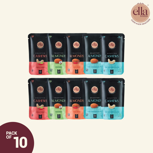 Assorted Mini Nuts Pack | 27 grams each | Pack of 10 | 40% Lower in Sodium