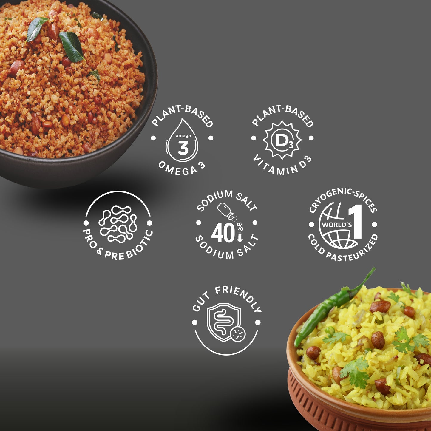 Ella Foods Ready to Eat Poha Combo Pack | Instant Poha 65g & Tangy Millet Poha 80g | Pack of 10 (5 Each) | No Preservatives | South Indian Breakfast & Snack| Shelf Life: 6 Months