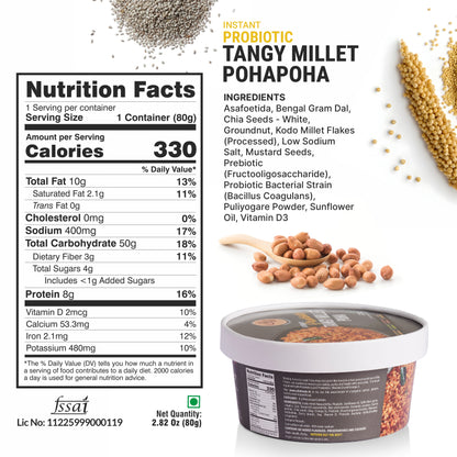 Ella Foods Ready to Eat Poha Combo Pack | Instant Poha 65g & Tangy Millet Poha 80g | Pack of 10 (5 Each) | No Preservatives | South Indian Breakfast & Snack| Shelf Life: 6 Months