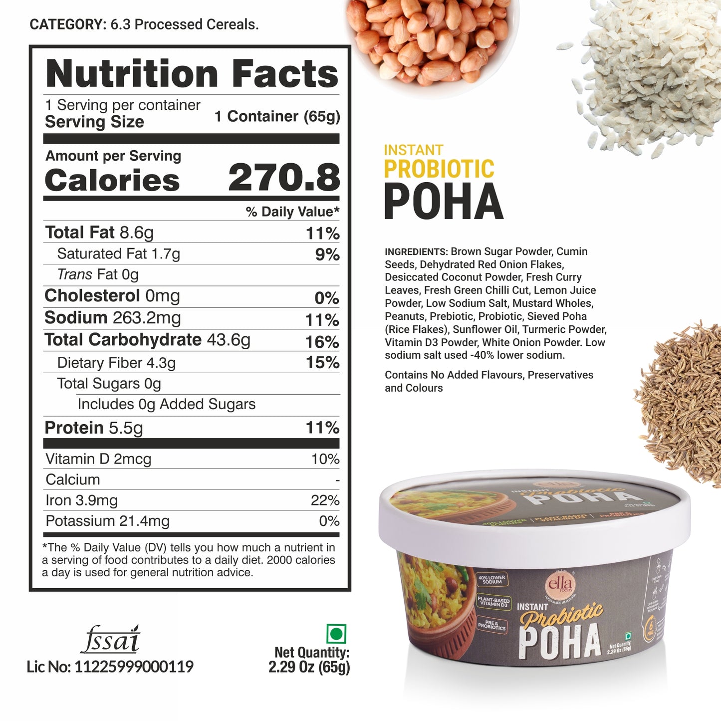 Ella Foods Ready to Eat Poha Combo Pack | Instant Poha 65g & Tangy Millet Poha 80g | Pack of 10 (5 Each) | No Preservatives | South Indian Breakfast & Snack| Shelf Life: 6 Months