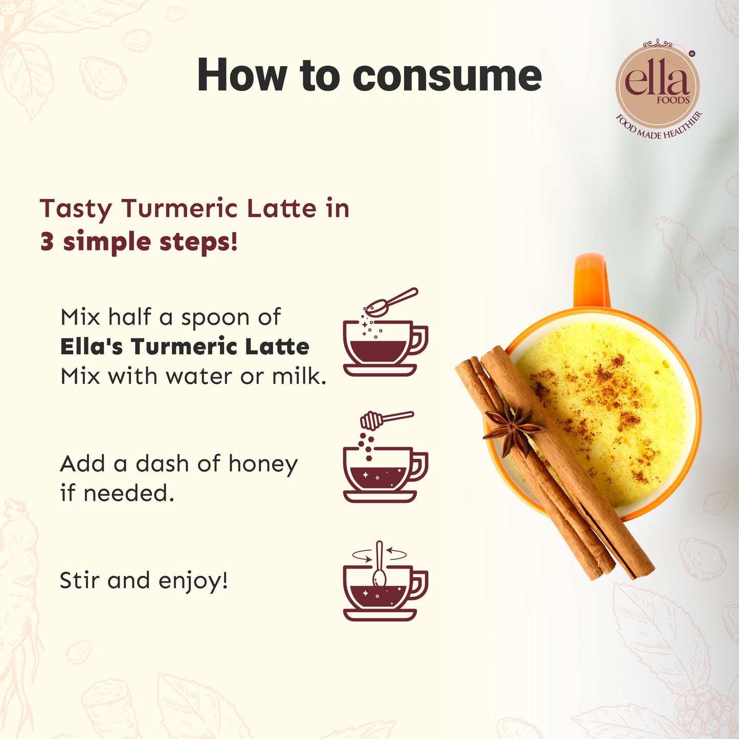 Ella Foods Turmeric Latte (15 gram) Trial Pack of 5 EllaFoods