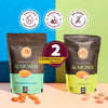 Ella Foods Salted Almonds & Coconut Toasted Almonds Combo (2 x 100g) | 40% Low Sodium Salt | Roasted Almond Snacks | Healthy Nut Combo | 6-Month Shelf Life