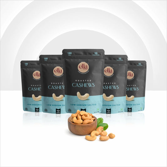 Ella Foods Salted Cashew | Mini Pack of 5 |30 gm each| Low Sodium | Heart Healthy