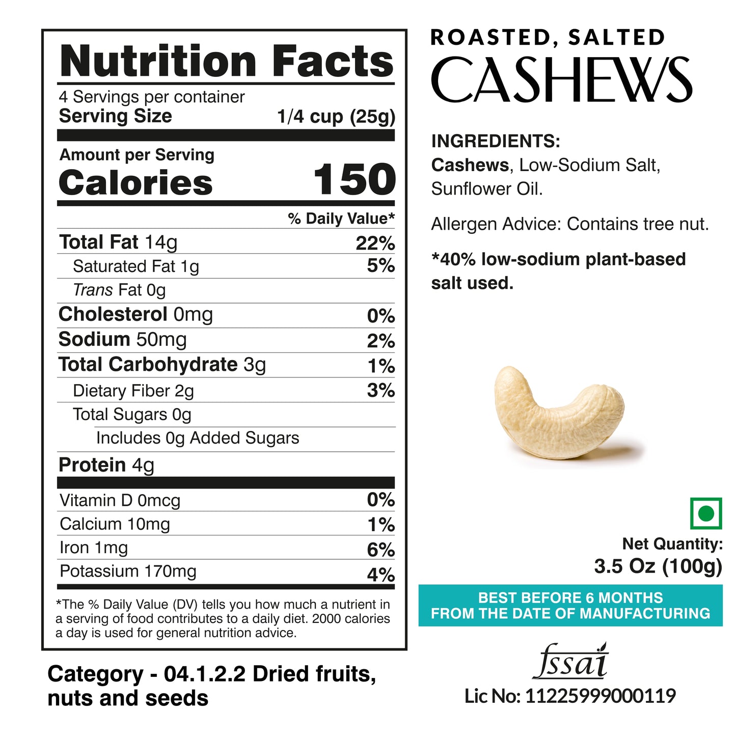 Ella Foods Salted Cashews & Chilli Lime Cashews Combo | Pack of 2 x 100g | 40% Low Sodium Salt | Roasted Cashew Snacks | Tangy & Classic Flavours | 6-Month Shelf Life