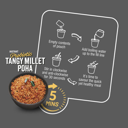 Ella Foods Smart Breakfast & Snack Combo | Tangy Millet Poha, Instant Probiotic Upma, Salted Almonds (27g) & Salted Cashews (27g) | Healthy Ready-to-Eat Breakfast & Snack Pack