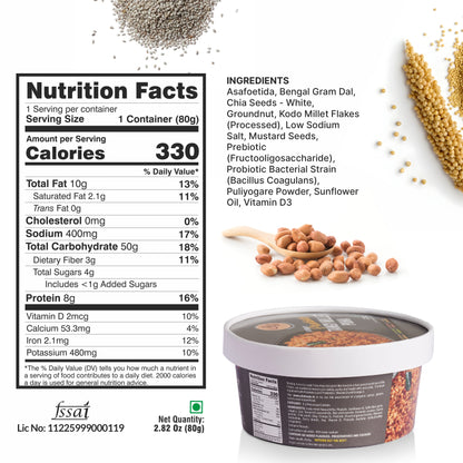 Ella Foods Probiotic Tangy Millet Poha | With Probiotics, Millets & Healthy Fats | Instant Indian Food | Gut-Friendly | 80g | Shelf Life: 6 Months |Multi Pack