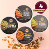 Ella Foods Ready to Eat Breakfast & Snack Combo | Tangy Millet Poha 80g + Instant Poha + Kesari Halwa + Instant Upma | 65g Each |No Preservatives | South Indian Meals | Pack of 4 | With Added Probiotics | Shelf Life: 6 Months