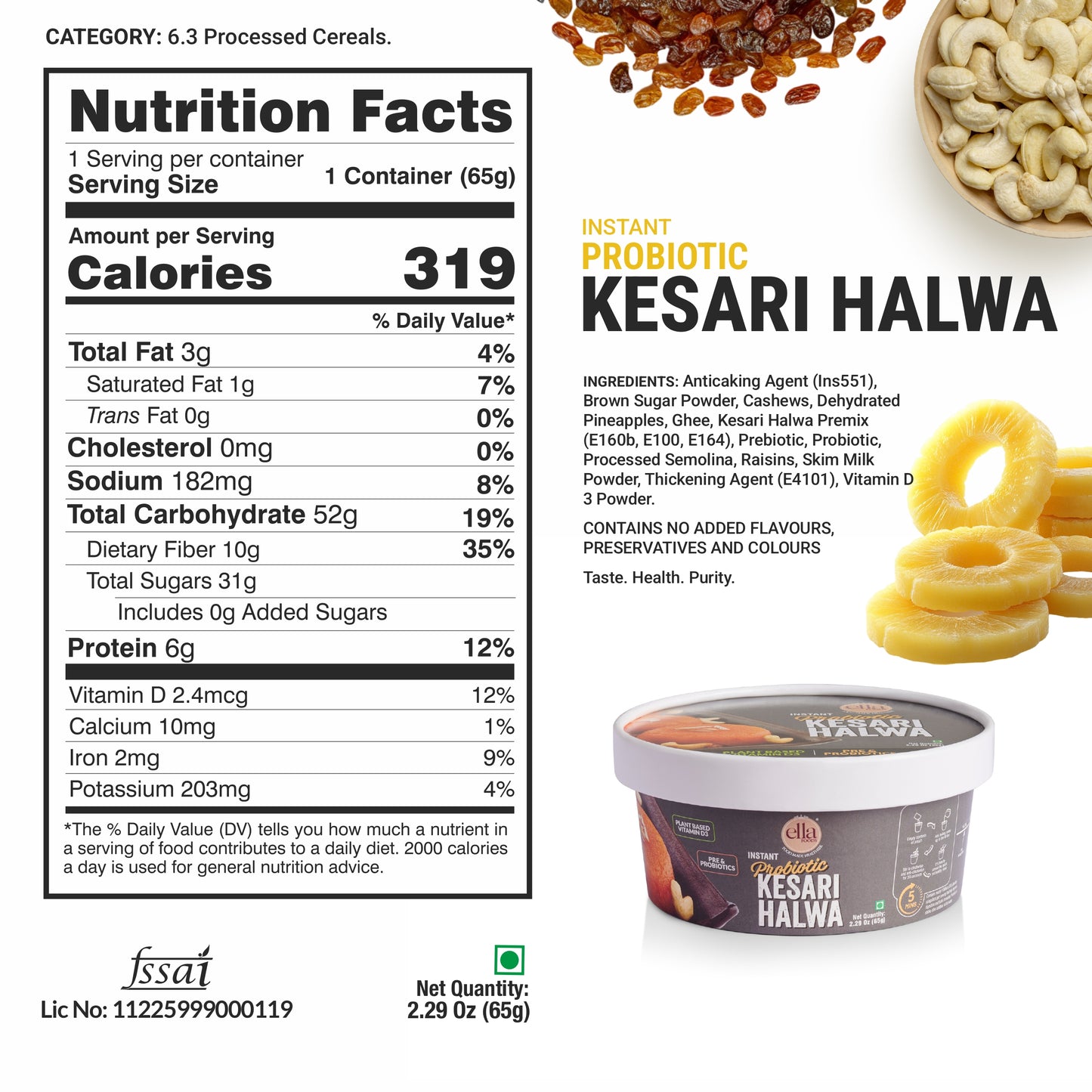 Ella Foods Ready to Eat Breakfast & Snack Combo | Tangy Millet Poha 80g + Instant Poha + Kesari Halwa + Instant Upma | 65g Each |No Preservatives | South Indian Meals | Pack of 4 | With Added Probiotics | Shelf Life: 6 Months