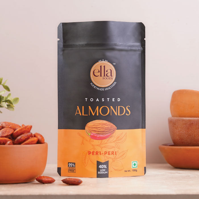 Ella Foods Salted Almond + Peri Peri Almond | 100 grams each | Pack of 2