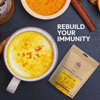 Ella Foods Turmeric Latte Premix | High-Curcumin Golden Milk with Ashwagandha, Probiotics & Healing Spices | No Added Sugar | 100 g