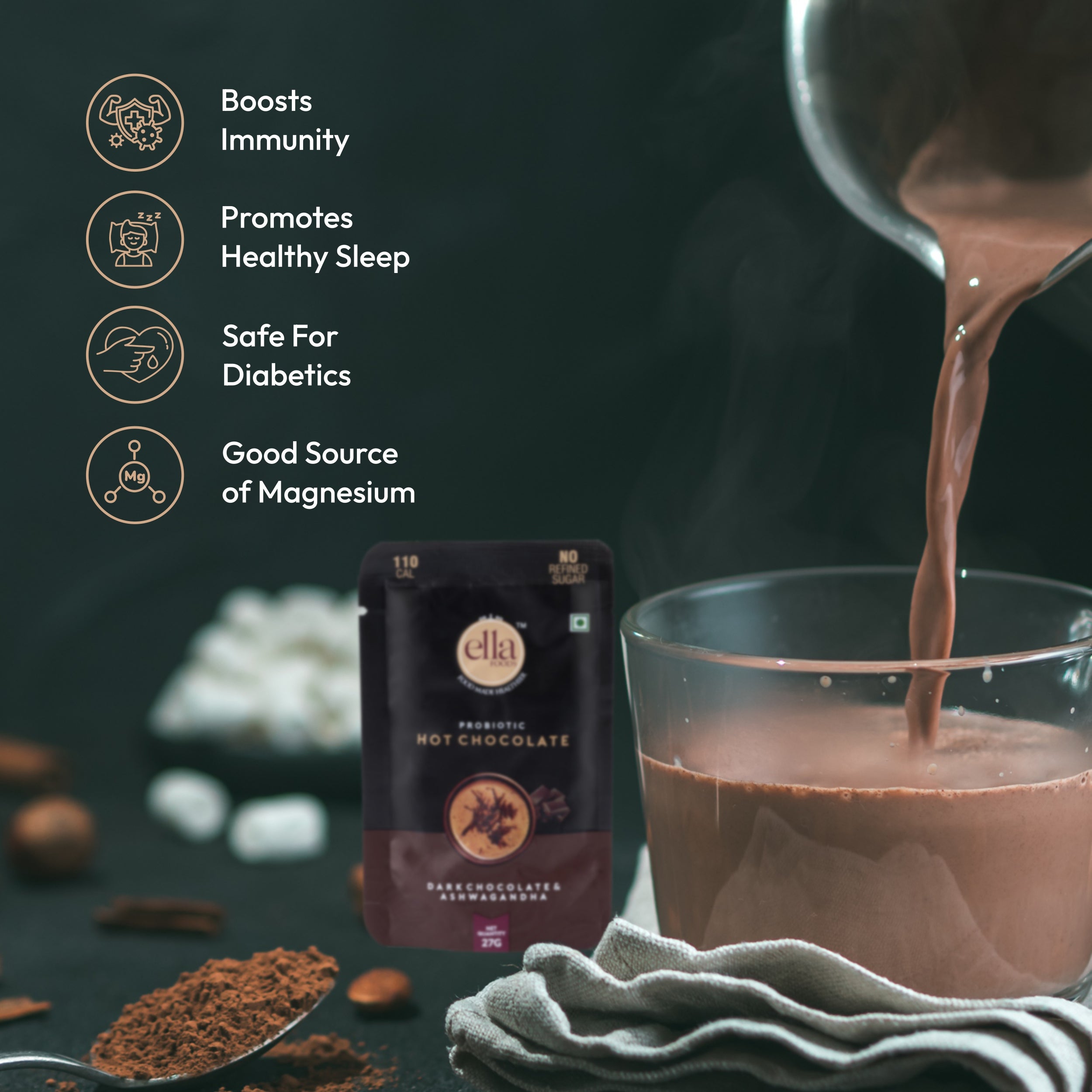 Ella Foods Combo Pack of 10 | Hot Chocolate (5) + Turmeric Latte (5) |