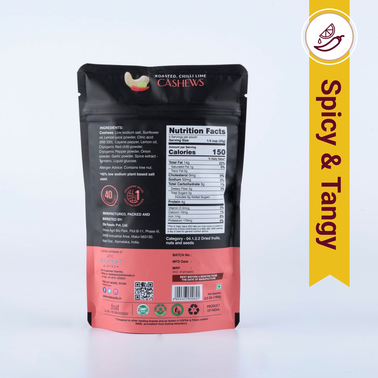 Ella Foods Wellness Indulgence Combo | Chilli Lime Cashews (100g), Salted Almonds (100g), Hot Chocolate (27g) & Instant Turmeric Latte (15g) | Healthy Snacks & Beverage Gift Pack