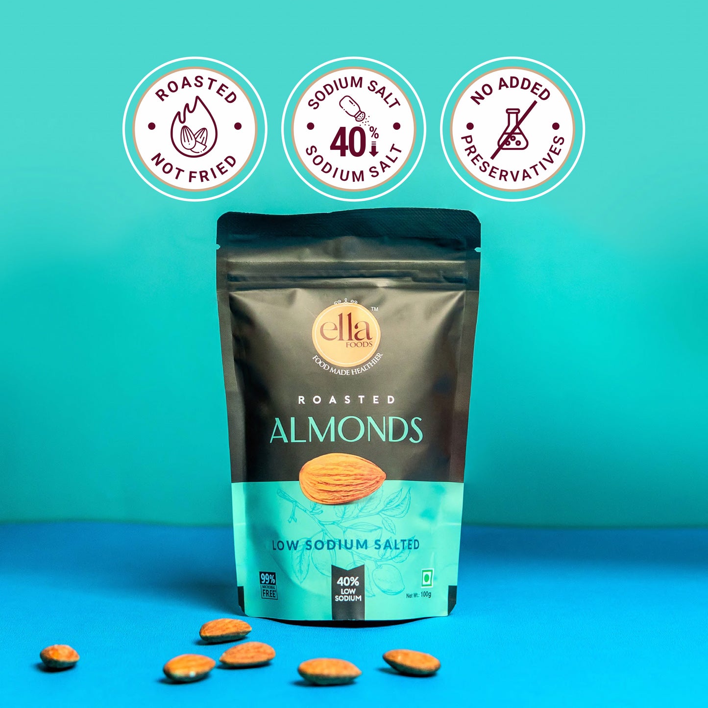 Ella Foods Wellness Indulgence Combo | Chilli Lime Cashews (100g), Salted Almonds (100g), Hot Chocolate (27g) & Instant Turmeric Latte (15g) | Healthy Snacks & Beverage Gift Pack