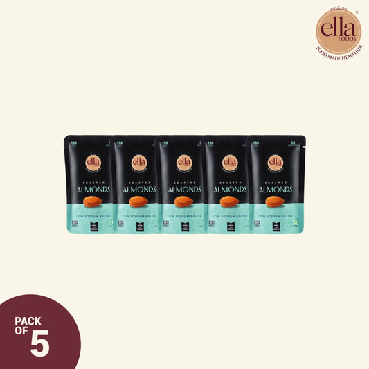 Salted Almond | 27 grams each | Mini Pack of 5 | 40% Low Sodium Salt