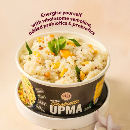 Ella Foods Wholesome Morning Combo | Probiotic Instant Upma & Salted Almonds 27g | Healthy Ready-to-Eat Breakfast Pack