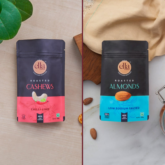 Ella Foods - Chilli Lime Cashew & Salted Almonds Combo- Pack of 2 (100g x 2)