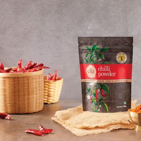 Ella Foods - Black Pepper, Chili, Turmeric, Coriander Powder Combo- Pack of 4- (100g x 4)