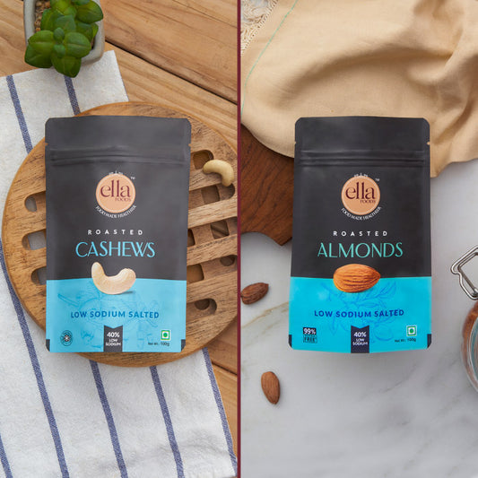 Ella Foods - Salted Cashews & Salted Almonds Combo- Pack of 2 (100g x 2)