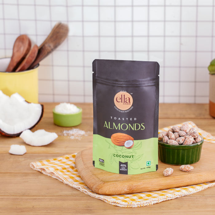 Ella Foods - Assorted Snacks- Pack of 4- Peri-Peri Almonds, Coconut Toasted Almond, Chilli Lime Cashews, Salted Cashews (100g x 4)